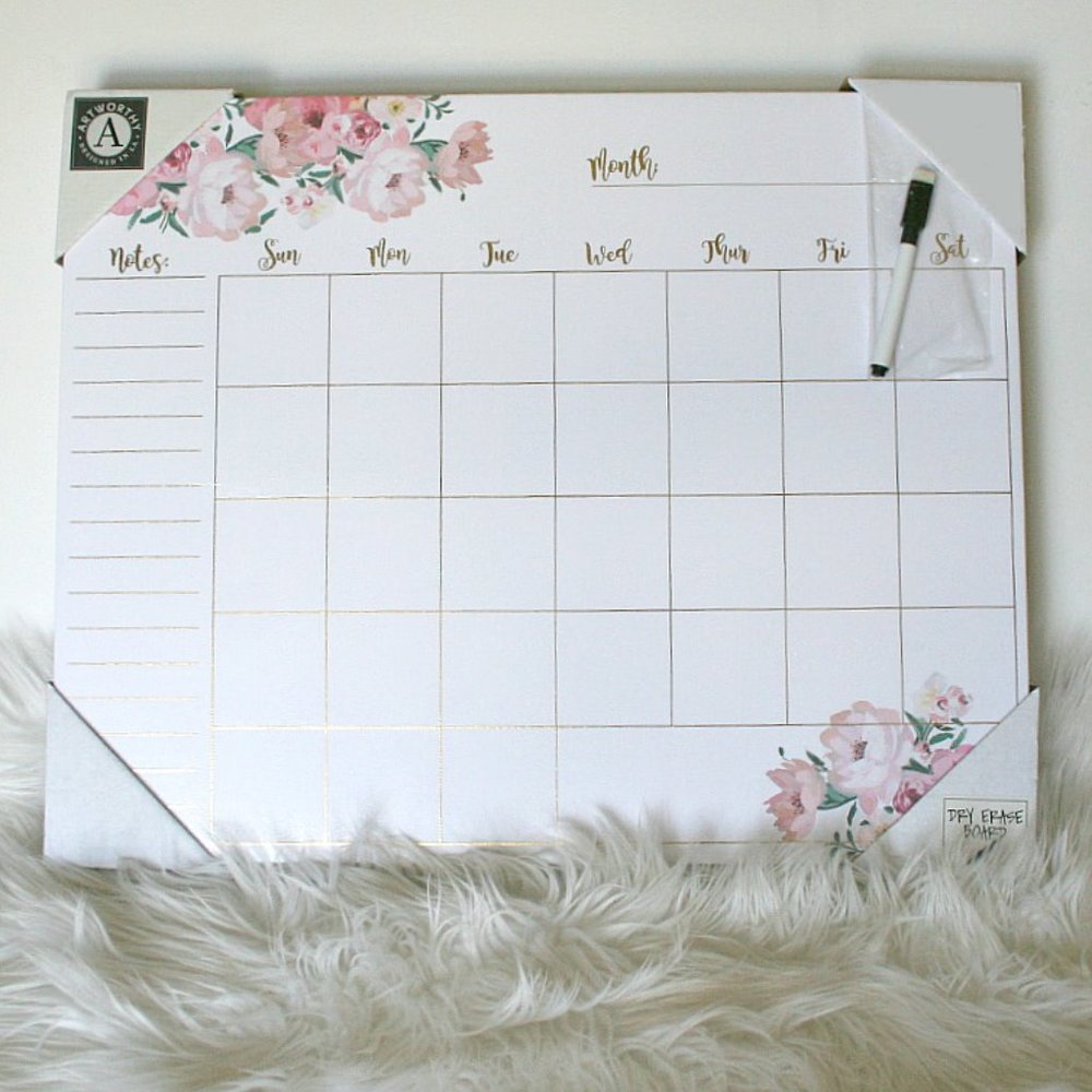 Floral dry erase board monthly daily calendar NEW